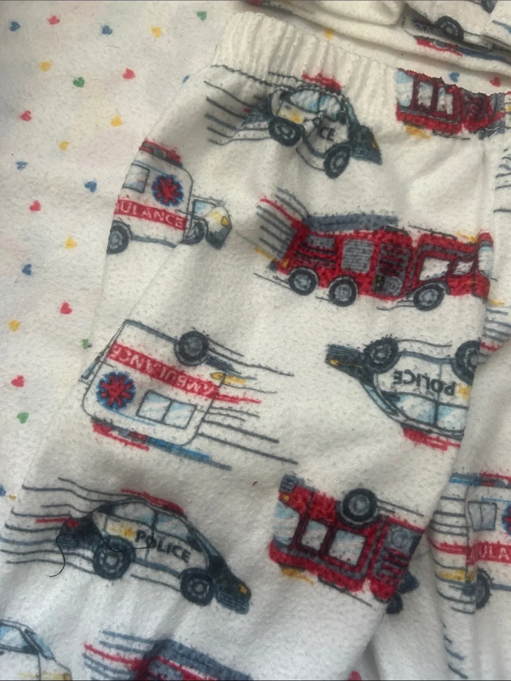 Cozy infant Firetruck Pajama Set - Cream with Red and Black